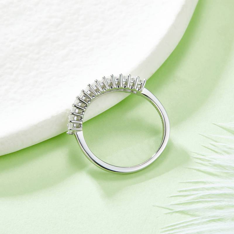 Rectangular S925 silver plated platinum moissanite diamond women's ring 1.0 carat D-grade
